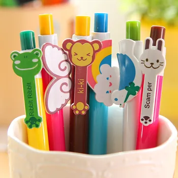 

Free shipping 50pcs/pack Stationery cartoon animal ballpoint pen wings rainbow rabbit frog monkey pigeon ballpoint pen