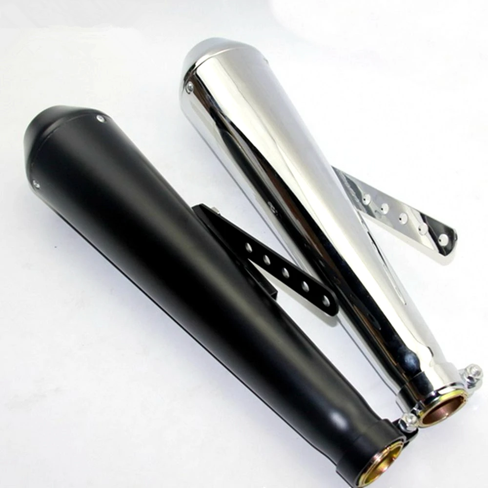 

Universal Chrome Motorcycle Cone Mufflers Silencer Reverse Cone Exhaust Pipe Muffler Silencer For Harley Cafe Racer Bobber