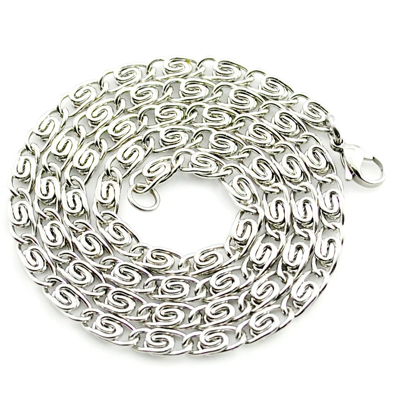 Fashion Silver Paperclip Shaped Chain Necklace Unisex 316L Stainless