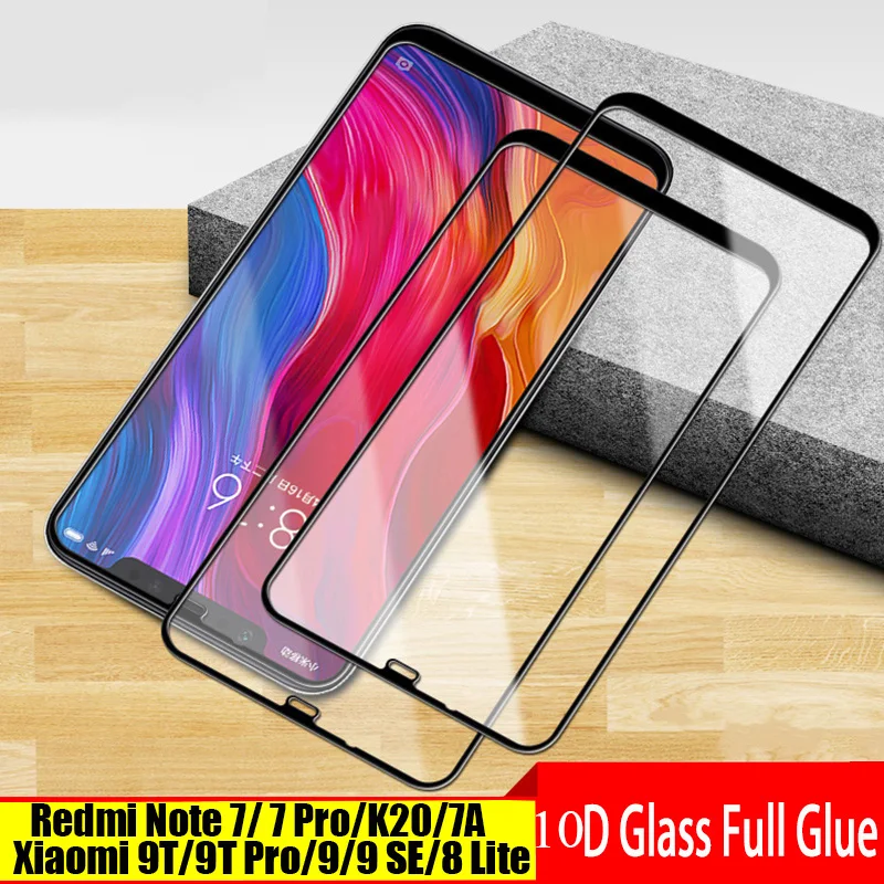 

For Redmi Note 7 K20 Pro 7A Glass Screen Protector Film 10D Full Protector For Xiaomi Mi 9T 8 Lite 9 SE Protector Tempered Glass