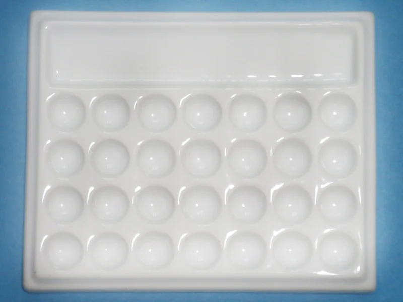 

1pc Dental lab Dental material 28 Slot Ceramic Palette mixing plate stain powder mixing tool without cover
