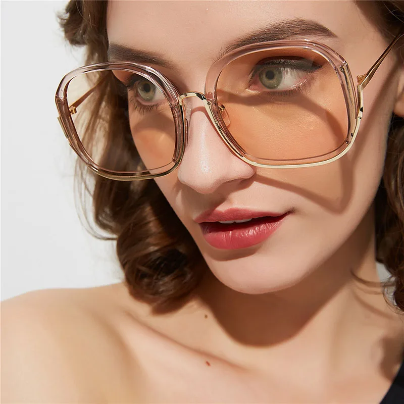 

Luxury Brand Large Sunglasses Woman Half Frame Oversized Eyewear UV Protection Outdoor Eyeglasses Oculos