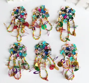 

Flower Tassel Sequin Patches Brooch Beaded Applique Patches Vintage Embroidered Badge Fabric Patch Fashion Clothing Decoration