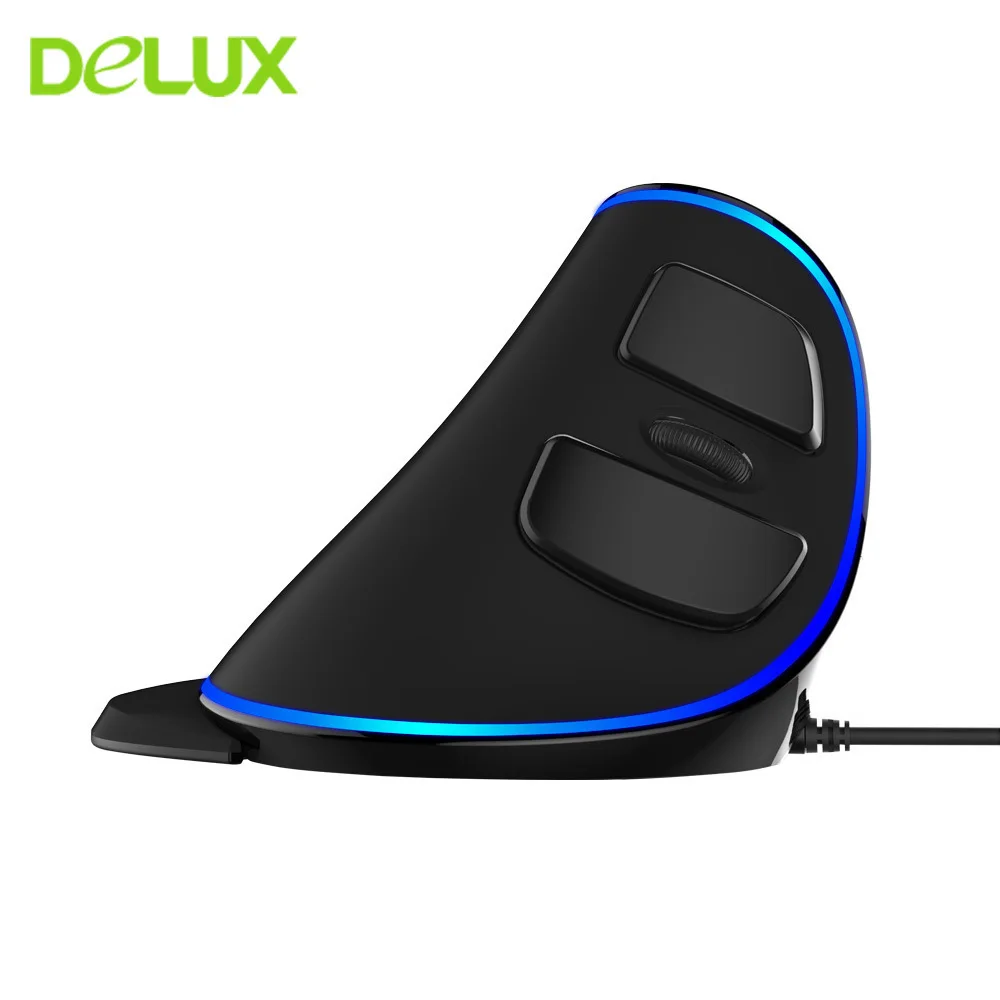 

Delux M618 Plus Wired Mouse Ergonomic Vertical Mause USB Optical RGB/Blue Light Health Office Gaming Mice Gamer for Computer New