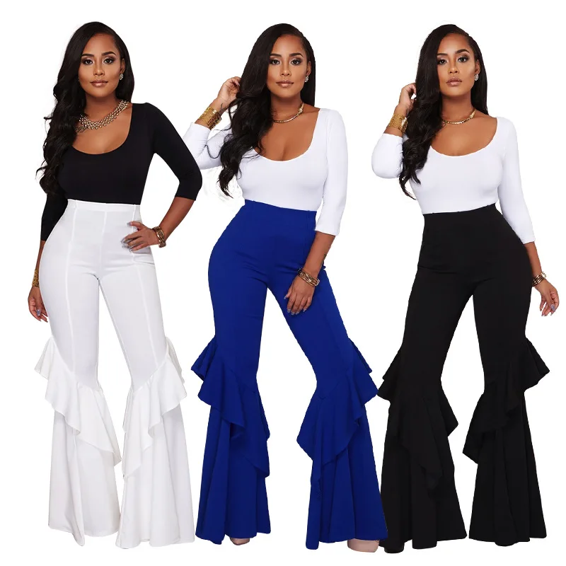 ladies white flared trousers