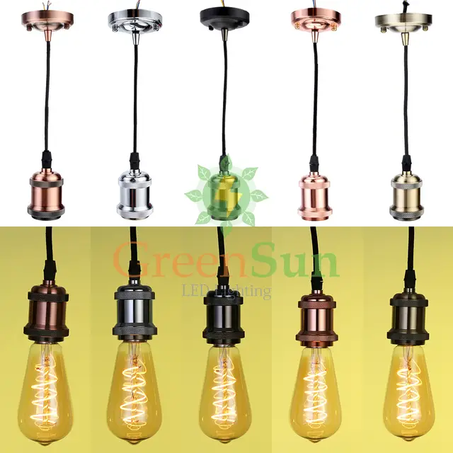 Online Shop E27 Aluminum Retro Screw Bulb Base Pendant Light