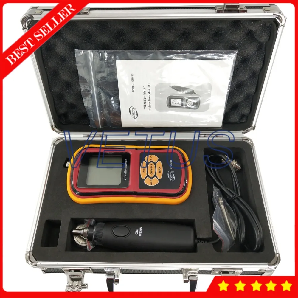 

GM63B High Precision Handheld Gauge Vibration Meter Analyzer Tester with Digital Meters Vibrometer Device Measures