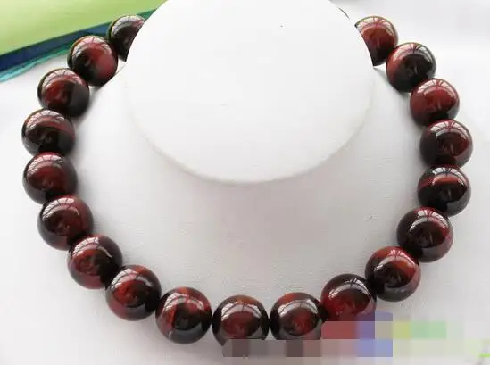 

song voge gem nanJ2163 red round tiger's-eye BEAD NECKLACE