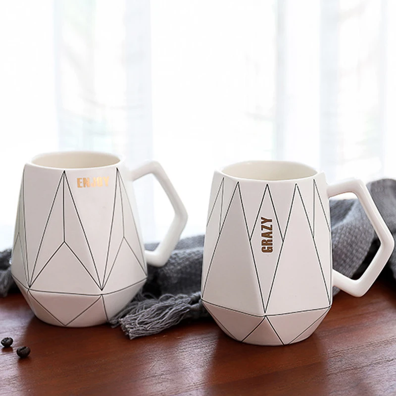 

450ml Ceramic Cup Couples Cup Creative Exquisite Cup Gift Mark Cup for Black Drop Shipping Ceramics Modern Coffee