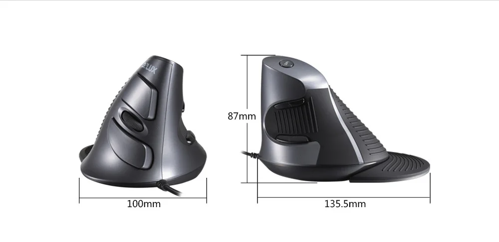 Delux M618, эргономичная офисная вертикальная мышь, 6 кнопок, 600/1000/1600 DPI, оптическая мышь для правой руки с ковриком для запястья [поставляется из России]