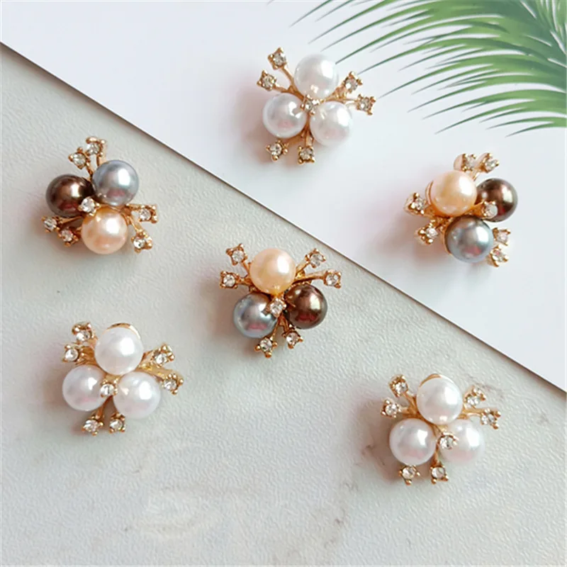 

50pc 20*20mm New Arrival Alloy Charms Gold color Imitation Pearl Flower for Jewelry Making DIY Charms Handmade Crafts wholesale