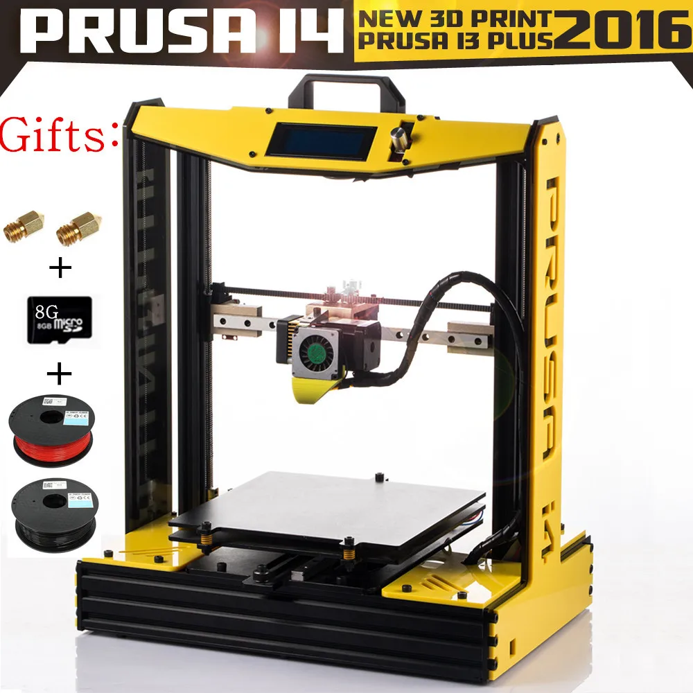 2016 Newest version Multi-language Precision Large Printing Size Reprap Metal Prusa i4 DIY 3d Printer with 2 threads+ SD card
