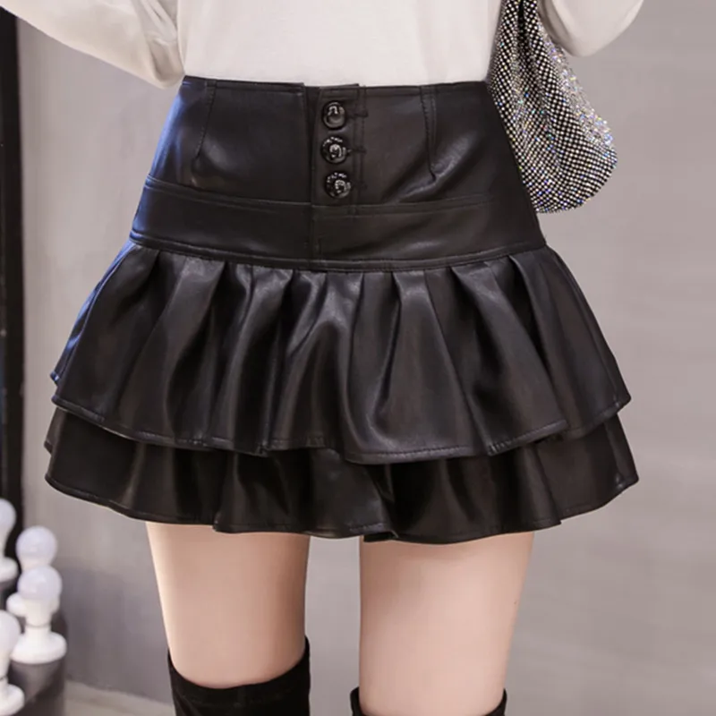Outono e Inverno Vestir Shorts de Couro Saia Sexy Cintura Alta Saia do Plutônio Dq260 2023