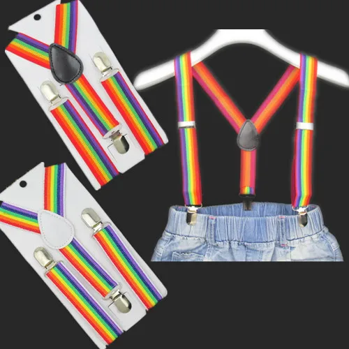 BD011--Hot Sale 2 colors Rainbow Stripe kids Suspenders 3 clips-on high quality baby braces 10pcs/lots free shipping photo