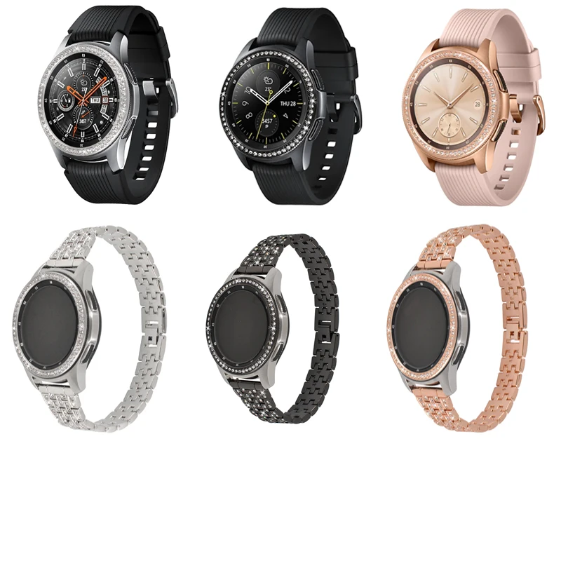 Умный чехол для часов для samsung Galaxy Watch 46 мм 42 мм, драгоценный камень кольцо смарт-часы аксессуары клеющаяся крышка против царапин металл
