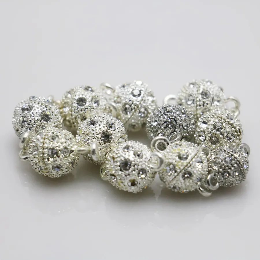 

5PCS Rhinestone Beads Clasp Snap Accessory Buttons Findings Jewelry Metal Parts DIY Making Design Magnetism For Necklace