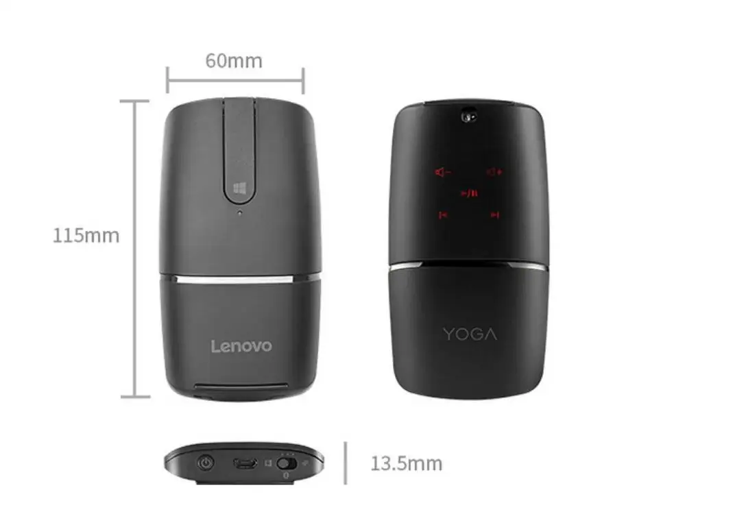Lenovo Беспроводная мышь для йоги и офиса, игровая мышь, складная мышка bluetooth для компьютера MAC, ПК, ноутбука, игровая мини мышь
