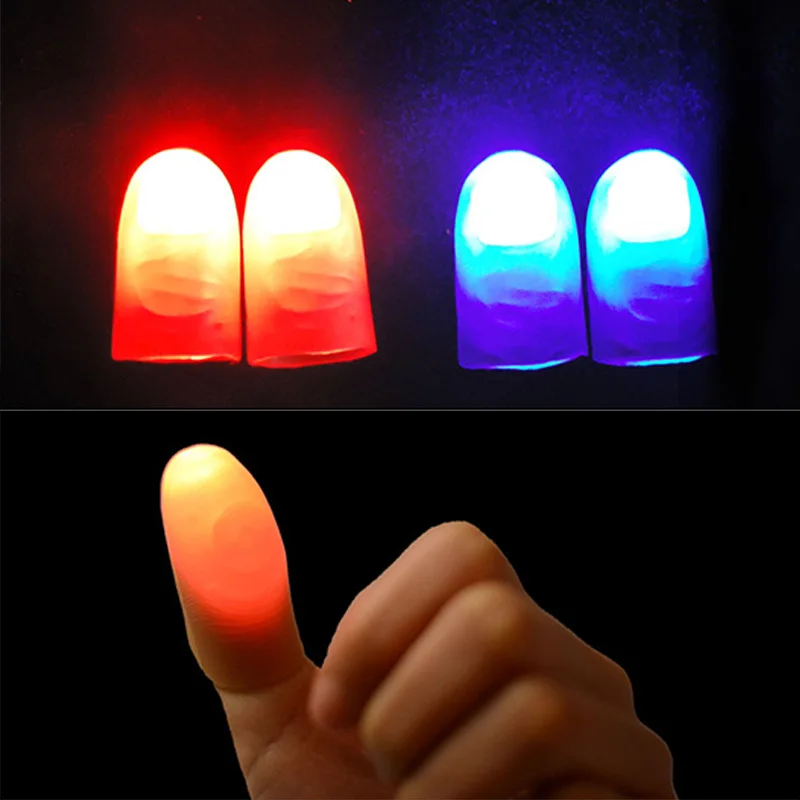 

20Pcs/lot Creative Magic Makers Up Thumb Tips With LED Red Magic Thumb Tip Light Illusion Soft Standard Action figure Size Props