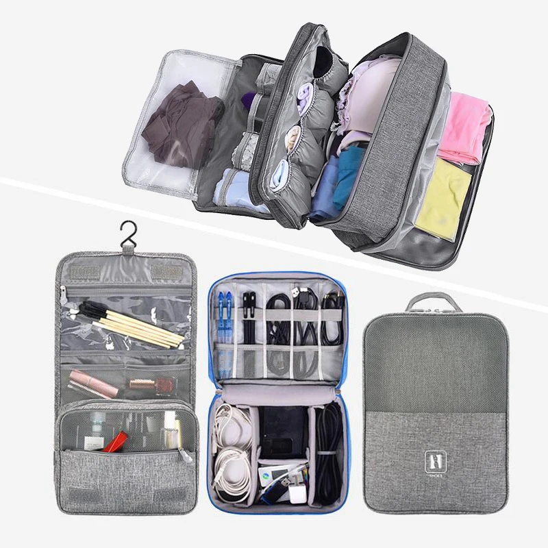  Women Men Travel Cosmetic Bag Set Cable Wire Gadget Organizer Toiletries Bath Pouch Underwear Shoes