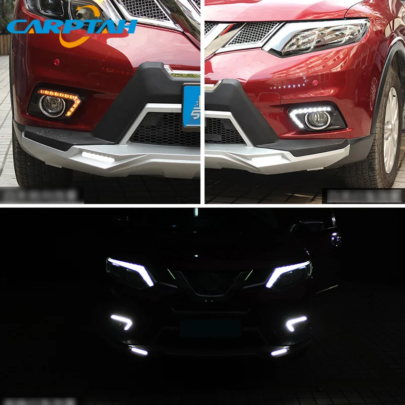 Светодиодный светильник дневного света для Nissan X-Trail T32 водонепроницаемый желтый указатель поворота светодиодный светильник-бампер DRL