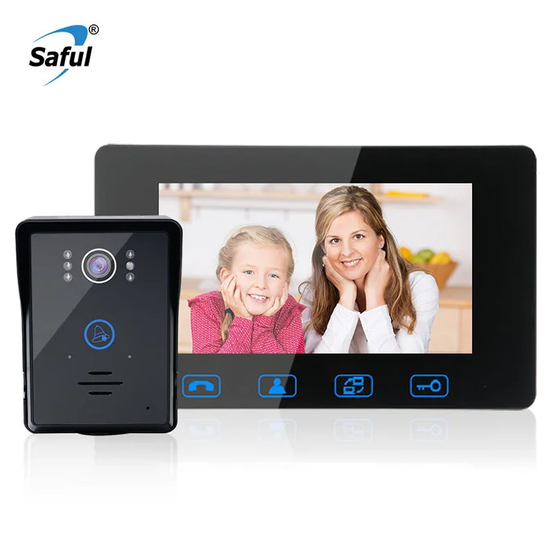 

Saful waterproof 7"video door phone Wired door intercom color For Home Electric touch button with IR Night Vision hot sale