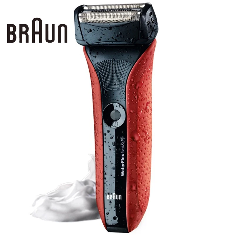 Braun Waterflex Wf2s Мужская электрическая Фольга бритва Влажная и сухая аккумуляторная и Беспроводная Бритва с поворотной головкой 100-240 в красный