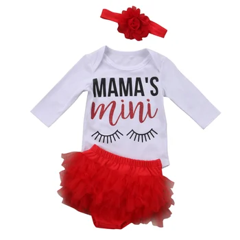 

Pudcoco Kids Girls Outfit Long Sleeve T-shirt Tees and Tiered Shorts Red Mamas Mini Baby girl Clothes