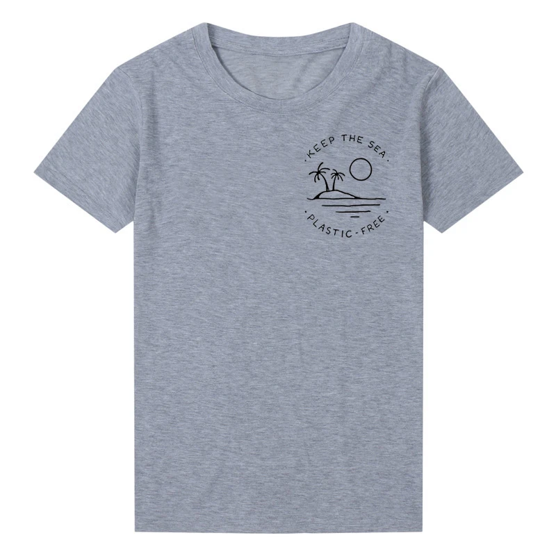 Keep The Sea Plastic Free Pocket Print Women Graphic Tee Shirt Causal Cotton T-shirts Oversized Top Save The Bee Tee Drop Ship1