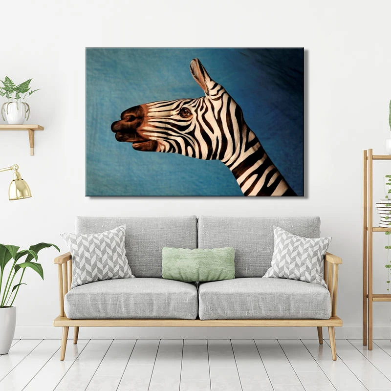 

Frameless Wall Decoration Posters Print On Canvas Wall Art Canvas Painting Abstract Zebra is Painted on the Hand for Room Wall