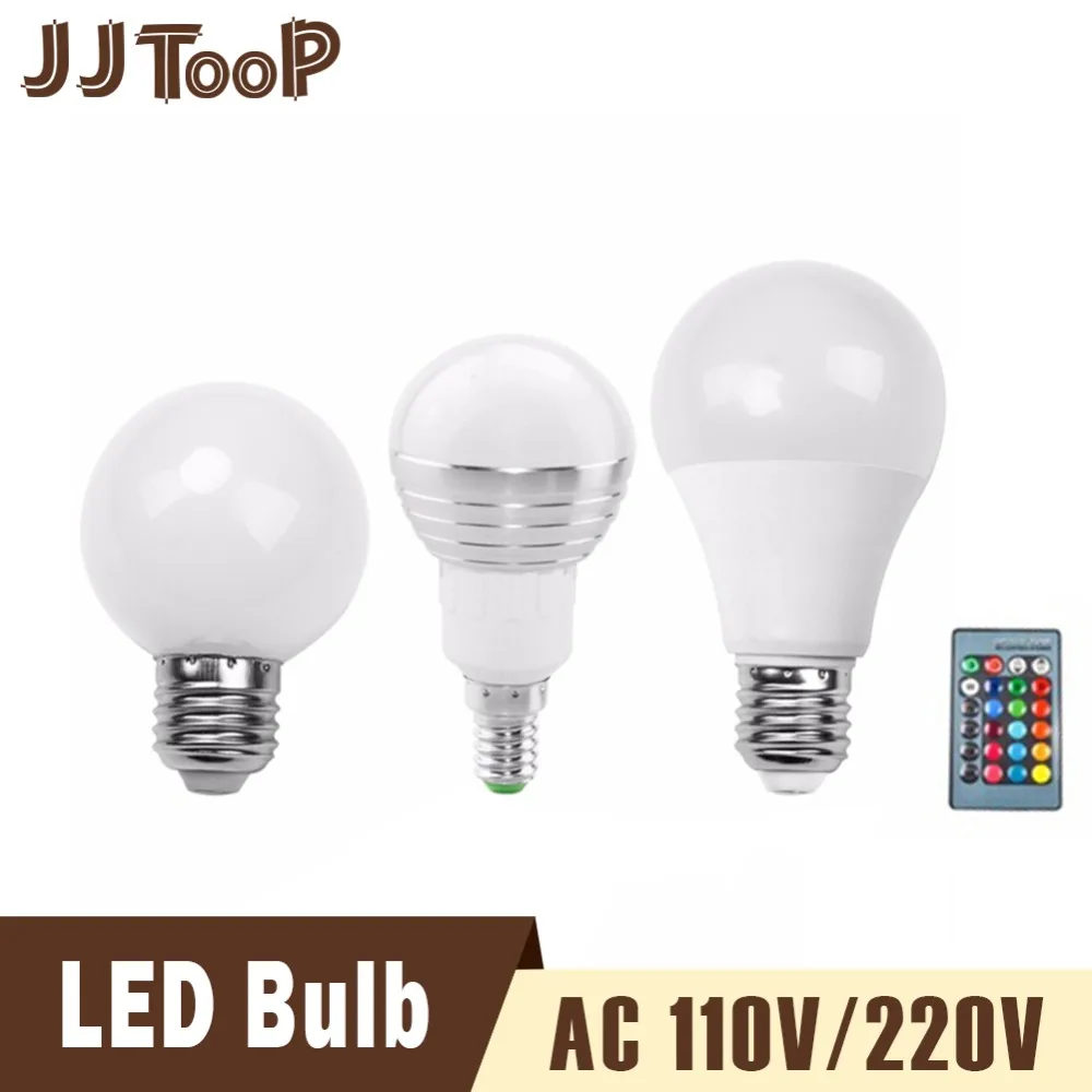 

E27 E14 RGB LED Bulb Remote Control Lamp Color Magic Spot Light 3W 5W 10W Dimmable 24key LED Night Light 110V 220V Holiday Bar