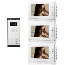 Chuangkesafe 7 Pulgadas Teléfono Video de la puerta Sistema de Intercomunicación Visual de Audio Cámara IR Uno a Tres de vídeo portero V70F-520C-3
