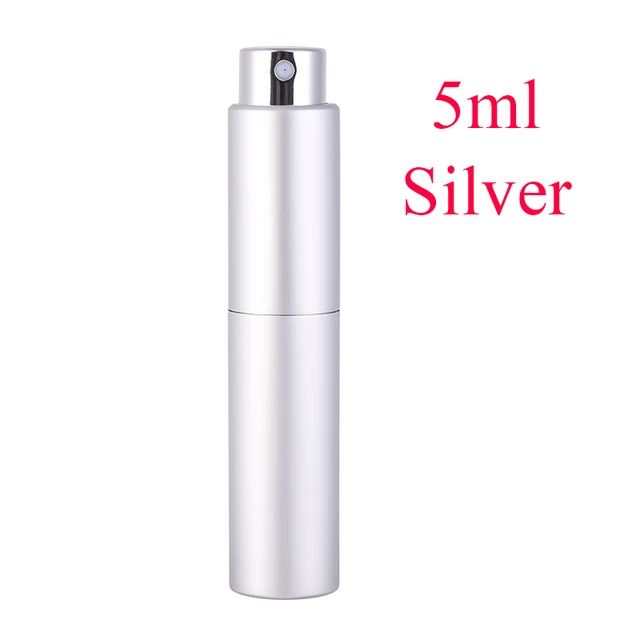 5-20ML metal aluminum Portable Refillable Perfume Bottle Cosmetic Container Empty Spray Atomizer Travel Sub-Bottle liner glass 5ML Silver  spray