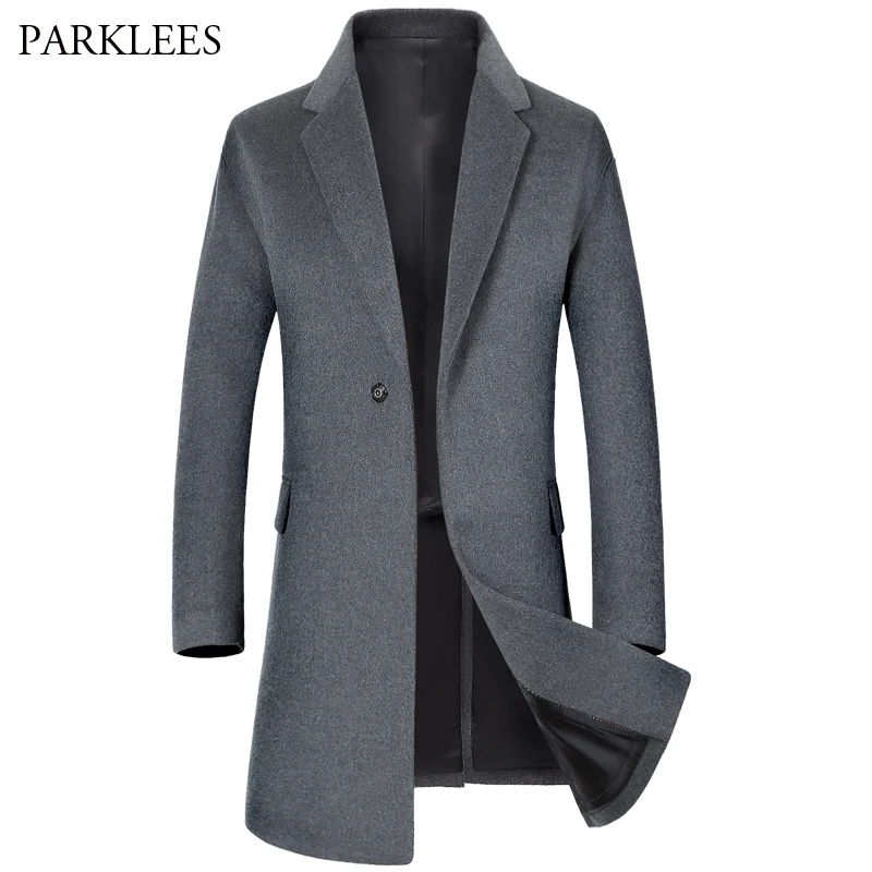 Long Wool Trench Coat Men 2017 Winter Men's Trench Coats