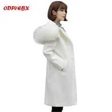 Весенние женские прилив шерстяное пальто женская зимняя обувь со средним уровнем качества длинная куртка с капюшоном, с меховым воротником, большие размеры шерстяное пальто осень femaleodfvebx