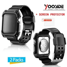 2-Pack прочный защитный чехол ремешок с закаленным стеклом протектор экрана для Apple Watch серии 3/серии 2/серии 1 42 мм/38 мм