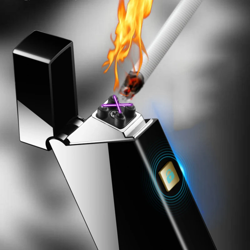 

Personality Creative Windproof USB Charging Touch Induction Double Arc Lighters Pulse Plasma Cigarette Lighter Gadgets for Men