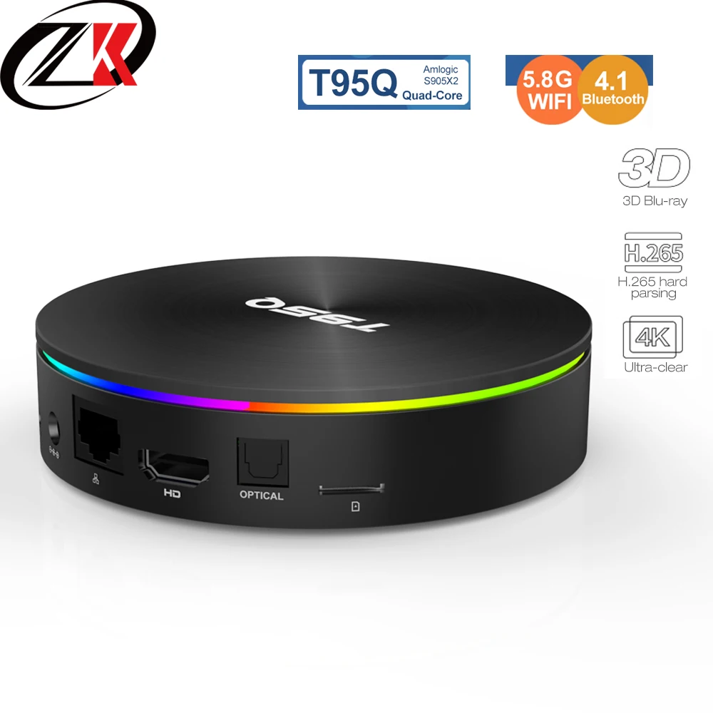 

T95Q 4GB 64GB Android 8.1 TV BOX LPDDR4 Amlogic S905X2 Quad Core 2.4G&5GHz Dual Wifi BT4.1 1000M H.265 4K Media Player Smart Box