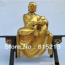 Bi00324 Тибет Буддизм pure Bronze 24 К Золото Кшитигарбха Будды сидеть Стула Sstatue