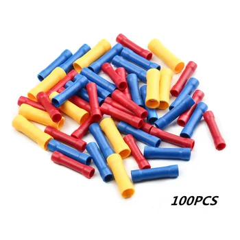 

100pcs BV1.25 BV2.5 BV5.5 Insulated Crimp Terminals Electrical Wire Cable Crimping Terminal Connector Assortment Kit