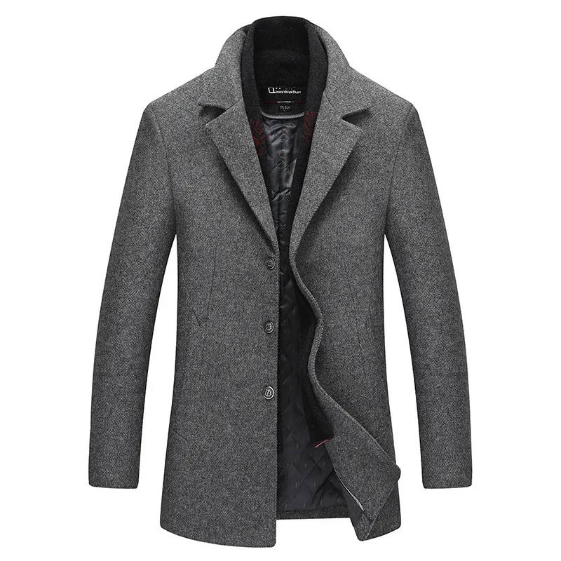 BOLUBAO, качественные Брендовые мужские шерстяные пальто, Зимние новые мужские одноцветные Роскошные шерстяные пальто, мужское повседневное шерстяное пальто с шарфом - Цвет: Light gray