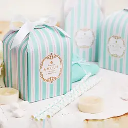 DIY 50 шт/100 шт 10,5x8x8 см amour Tiffany синие и белые полосатые подарочные коробки оптом для выпечки печенья упаковочные картонные коробки коробка для