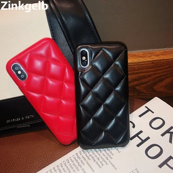 

For iPhone XS Max Case Cover Luxury Cute Quilted PU Leather Armor Protect Phone Case for iPhone 11 Pro 7 8 Plus X XR Back Cover