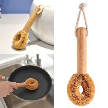 

Powerful Natural Scrubbing Cleaning Brush Handheld Hanging Kitchen Supplies Practical Wooden Handle Decontamination Dish Washing