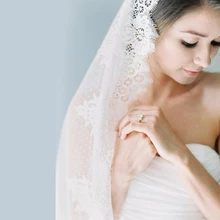Элегантная белая кружевная свадебная вуаль длиной 300 см, один слой, свадебные аксессуары для вуалей, мягкая сетка с точками ручной работы