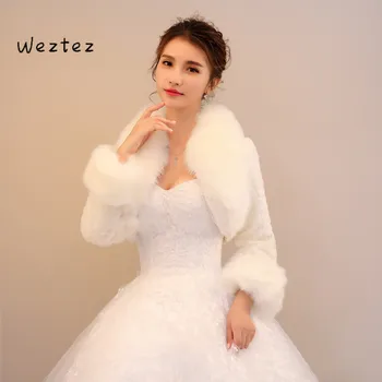 

Wedding Shawl Bridal Wrap Jacket Coat Accessories Fashion Elegant Warm Faux Fur Ivory Bolero PJ97