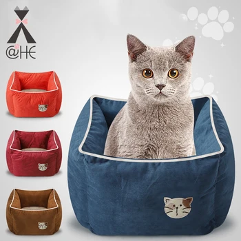 

@HE Premium Suede Soft Pet Cat Bed Winter Warm House For Cats Small Dogs Soft Comfortable Mini Puppy Pet Dog Beds Pet Products