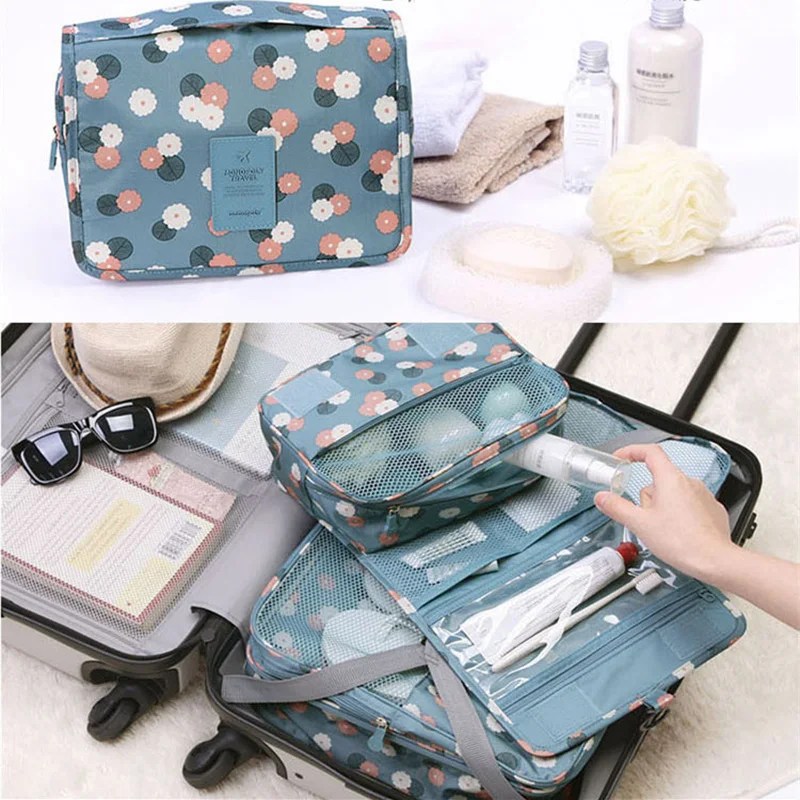 WEEKEIGHT Fashion Cosmetic Bag Waterproof Canvas Makeup Bag Travel Toiletry Organizer - Sky Blue