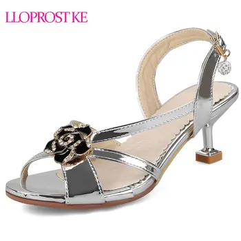 

LLOPROST KE Sexy Gladiator Sandals Peep Toe Women Shoes Woman Thin High Heels Party Fashion Gold Silver Shoes Size 30-47 MY228