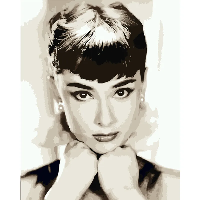 

Painting By Numbers DIY Dropshipping 40x50 60x75cm Portrait of Audrey Hepburn Figure Canvas Wedding Decoration Art picture Gift