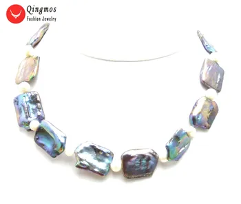 

Qingmos Natural Pearl Necklace for Women with Black 16*25mm Rectangle & 6-7mm Round Pearl Chokers Necklace Jewelry 17'' nec6485